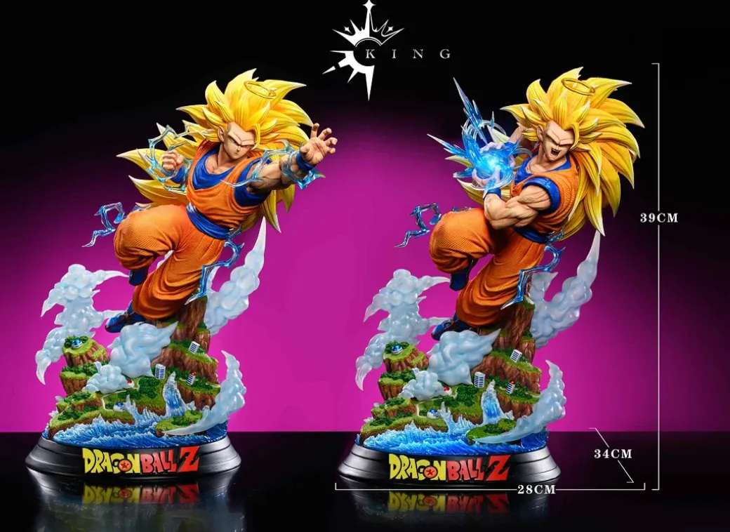 Super Saiyan 3 Son Goku with LED - Dragon Ball Resin Statue - KING Studio