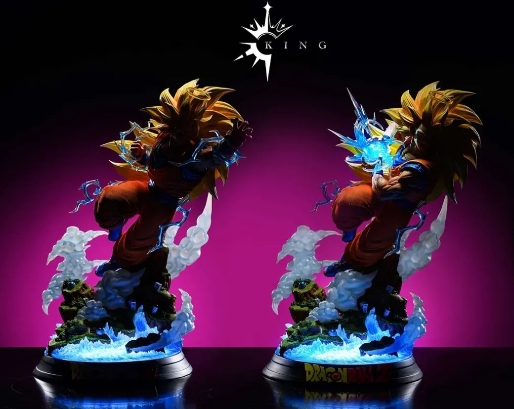Super Saiyan 3 Son Goku with LED - Dragon Ball Resin Statue - KING Studio