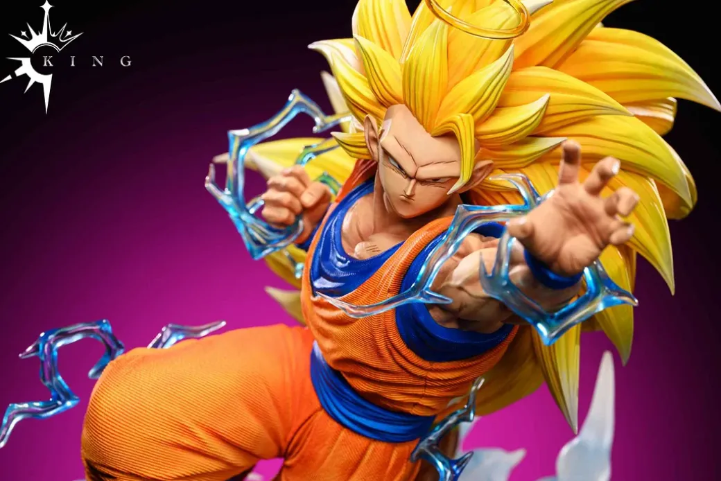 Super Saiyan 3 Son Goku with LED - Dragon Ball Resin Statue - KING Studio