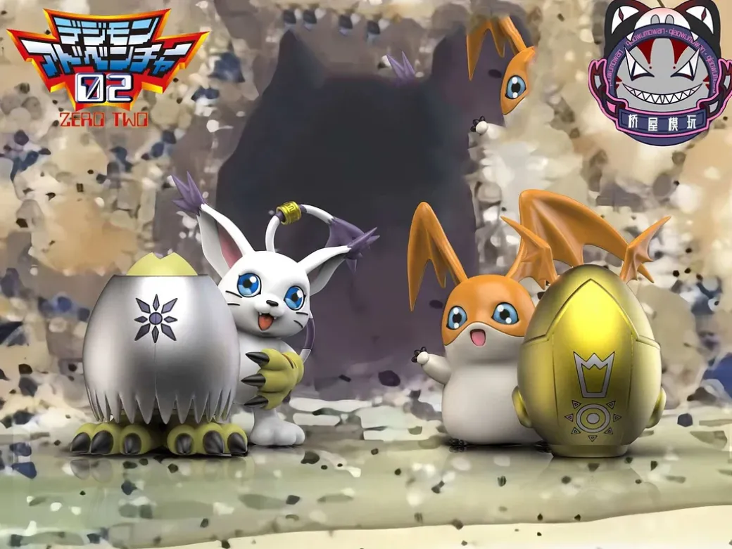 Tailmon & Patamon - Digimon Resin Statue - QiaoWuMoWan Studio