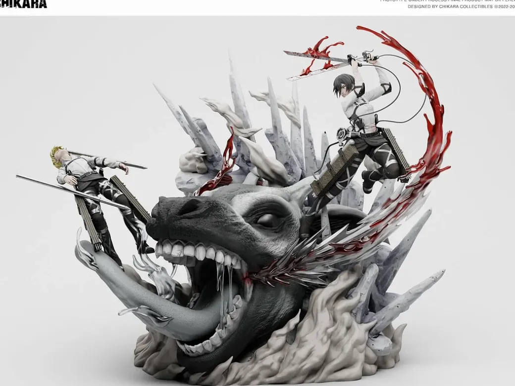 The Battle of Heaven and Earth Mikasa Ackerman & Armin Arlert - Attack on Titan Resin Statue - CHIKARA Studios