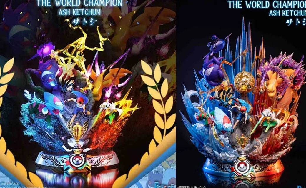 The World Champion Ash Ketchum with LED - Pokemon Resin Statue - PCHouse Studios
