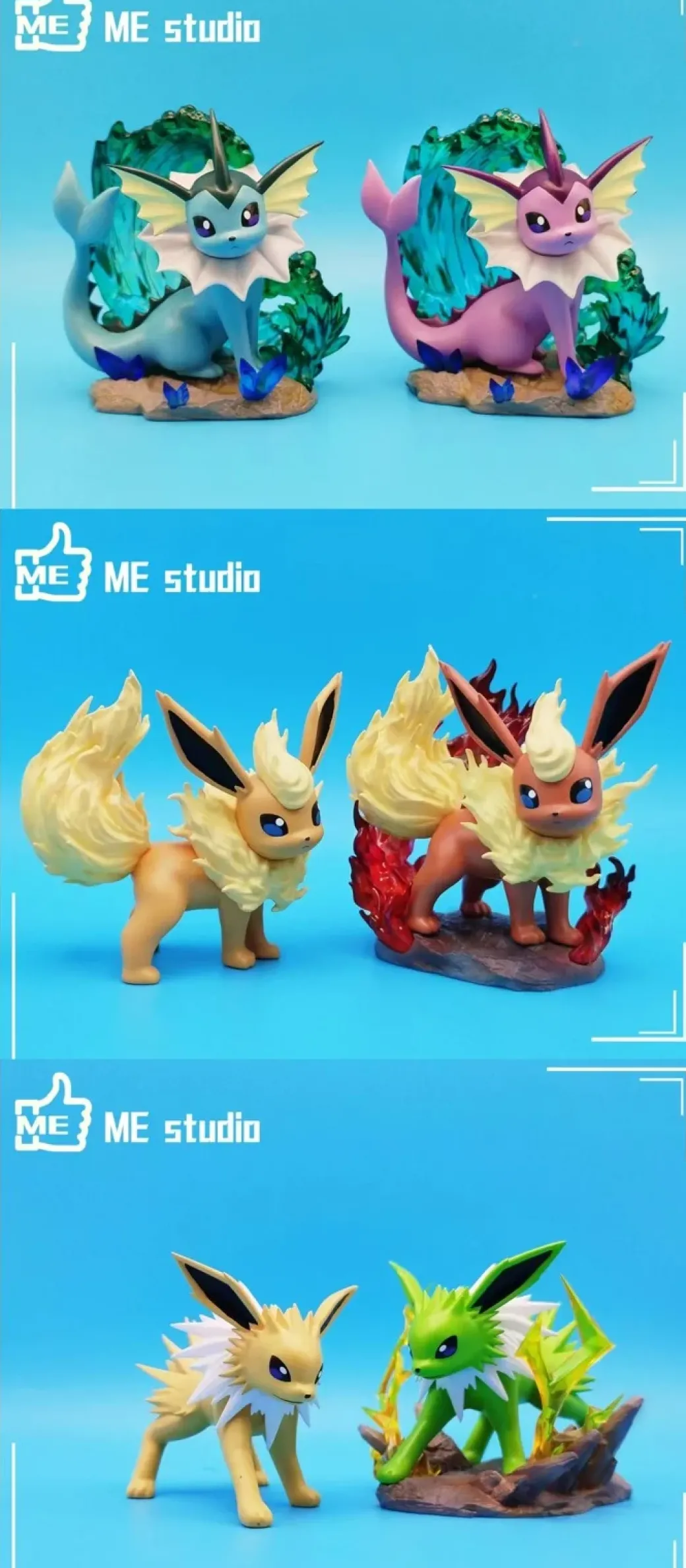 Vaporeon & Flareon & Jolteon - Pokemon Resin Statue - ME Studio