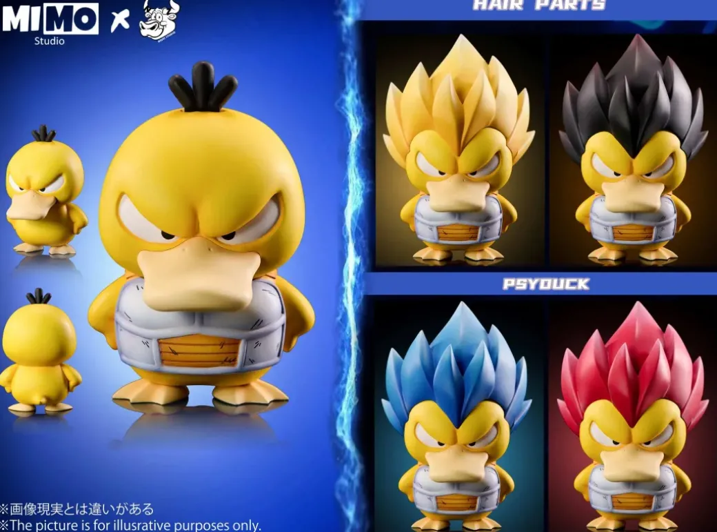 Vegeta Cosplay Psyduck - Dragon Ball Pokemon Resin Statue - Mimo Studio