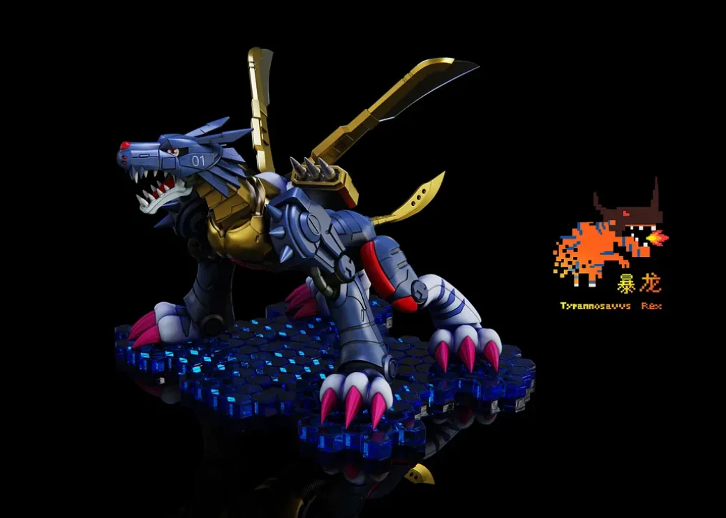 War Greymon & Metal Garurumon - Digimon Resin Statue - Tyrannosaurus Rex Studios