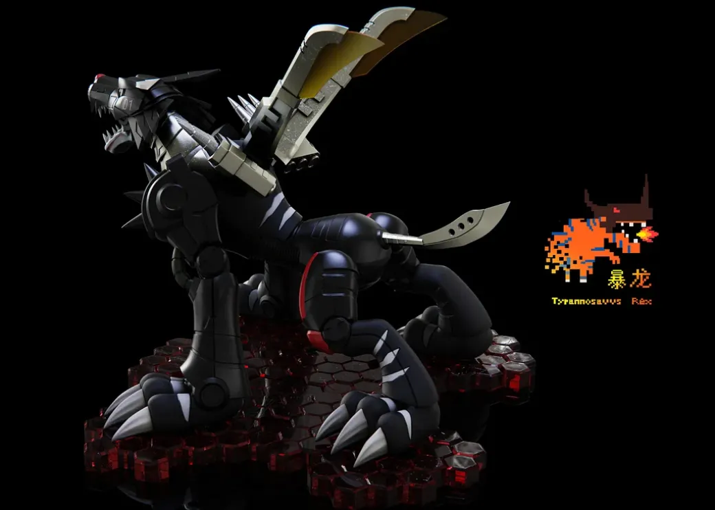War Greymon & Metal Garurumon - Digimon Resin Statue - Tyrannosaurus Rex Studios